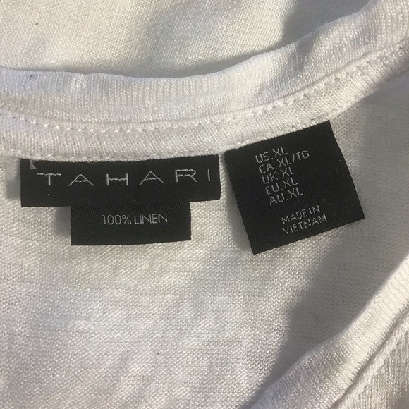Tahari White 100% Linen Button Back Sleeveless Top, Size XL - Picture 7 of 10